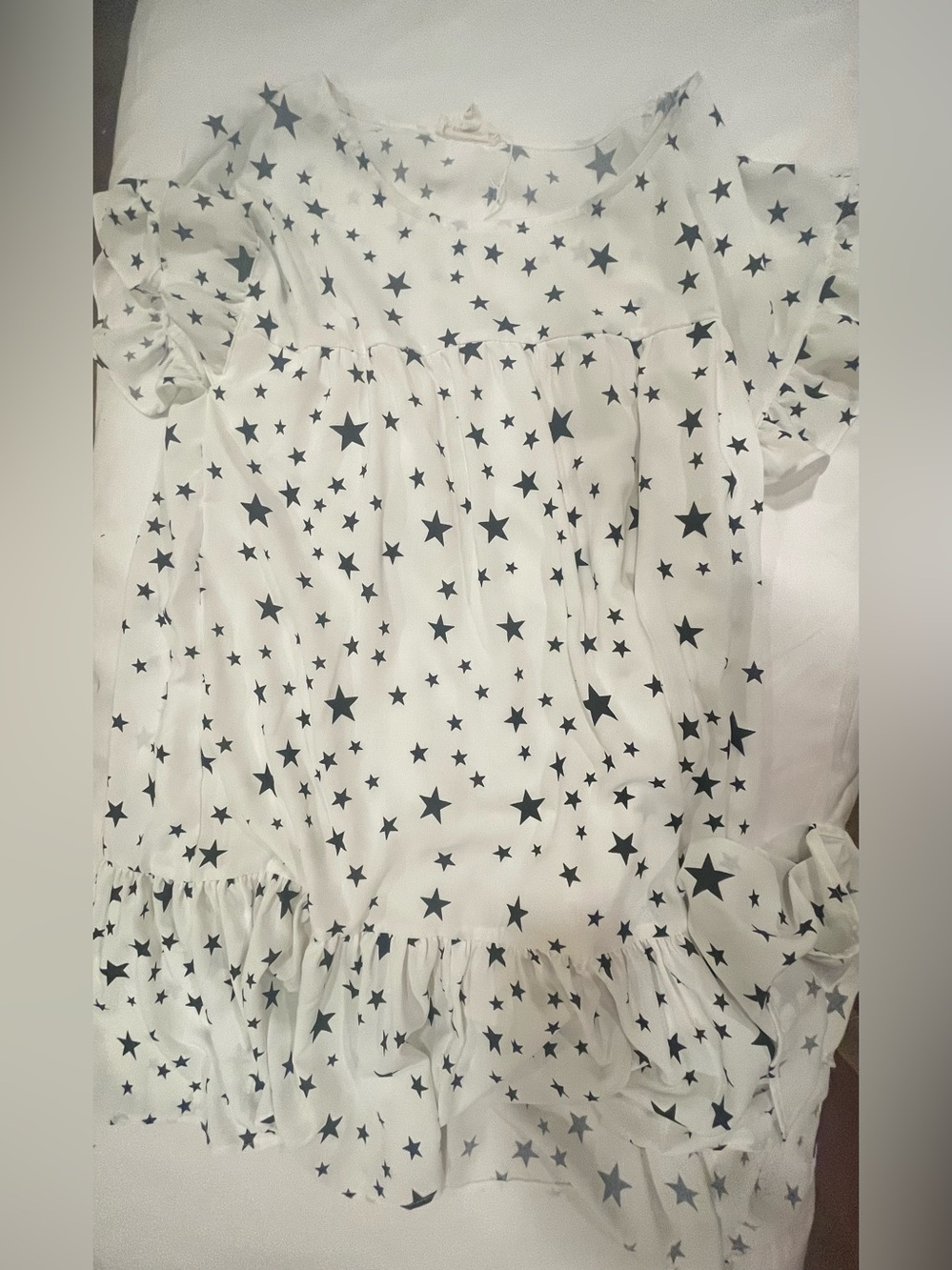 eesome White Dress with Black Star Print
